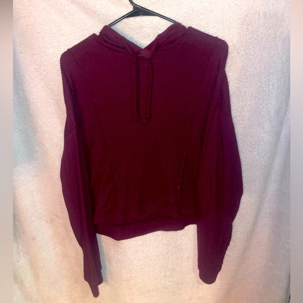Dark Red Cropped Hoodie